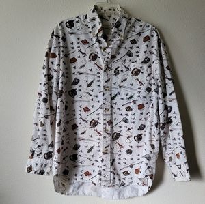 Bimini Bay Outfitters Fly Fishing Button Up Shirt Collared Vintage Retro